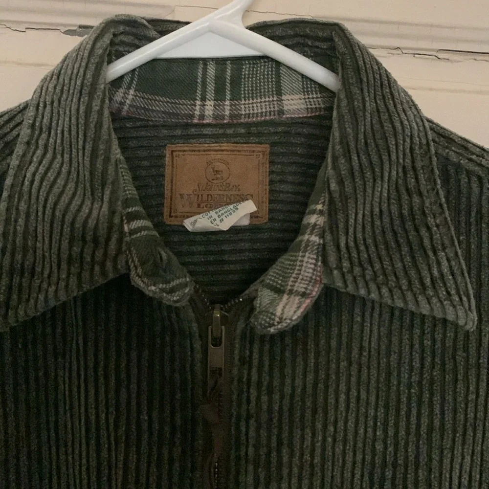Corduroy zipper shirt jacket women medium olive green - Picture 10 of 13